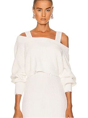 SER.O.YA Janelle Cropped Sweater Top - White Small